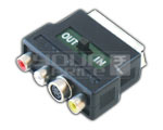 SCART Plug 21 Pin to 3 RCA Socket + S-VHS Adaptor with Switch 