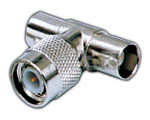 TNC 'T' Plug to 2 BNC Socket Connector