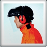 Face Shield with Ear Muff with Rachet Head Band