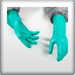 Nitrile Green Rubber Hand Gloves 14a / 18"