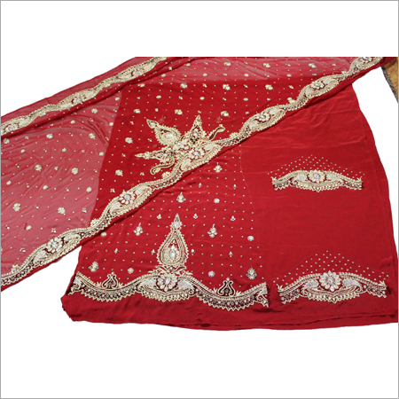 Wedding Suit - Silk, 54 Inches, Red with Gold Embroidery | Elegant Design, Perfect Finish, Stunning Look