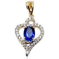 lab created sapphire pendant, diamond and synthetic stone gold pendant