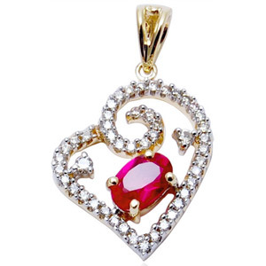 Heart Pendant In Red Ruby Designer Heart Pendant Supplier Heart Pendant Locket Gender: Unisex