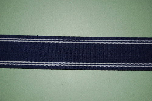 38 mm Heavy Elastic Navy Blue with Double White Lining