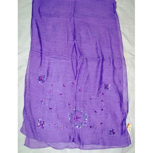 Purple Viscose Embroidered Scarves