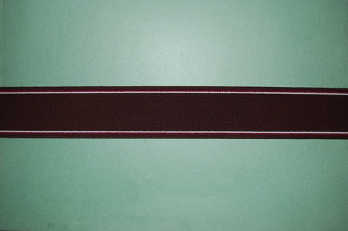 38mm Super Heavy Elastic Black with Maroon White Lining
