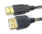 Hi Performance USB A Male to USB A Female Cord with Nylon Mesh - 1.5 Meters, USB 2.0 Copper Cable, Gold-Plated Contacts, Fast Bi-Directional Data Transfer