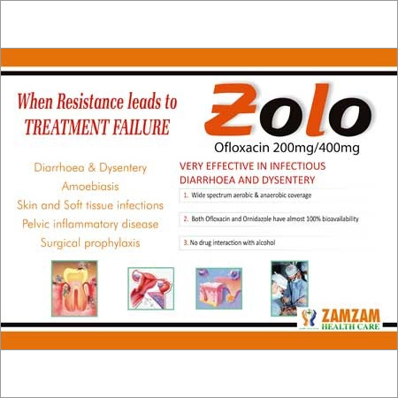 Zolo Diarrhoea Tablets - 200mg/400mg Ofloxacin & Ornidazole, Wide Spectrum Aerobic & Anaerobic Coverage