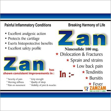 Zan Sprain Tablets - Nimesulide 100 mg, 10 Tablets Blister Pack | Pain Relief, Cartilage Protection, Histoprotective, Improved Mobility