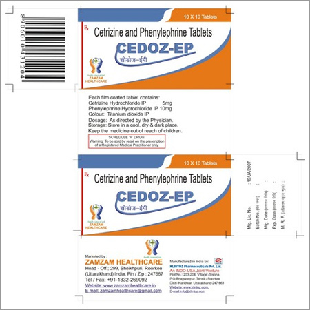 Cedoz Tablets - Cetrizine Phenylephrine, 10 Tablets Blister Pack | Effective Relief, Quick Action, Reliable Quality