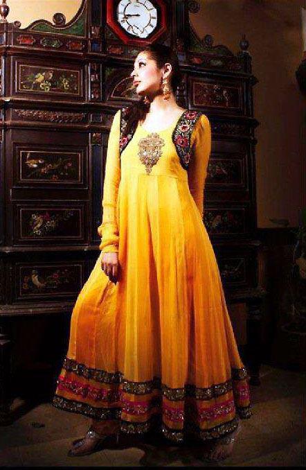 yellow anarkali
