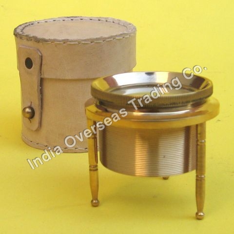 MAGNIFYING TRIPOD 3" - Brass, Glass, 3 Inch Lens, 3x Magnification | Leather Case, Portable, Precise Focus