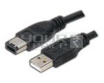 Firewire IEEE 1394 6 pin male to USB A male cord - 1.5 Meters