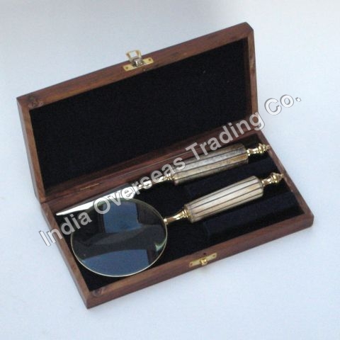 LETTER READING KIT MAGNIFYIER LENSES - Metal, Wood, Glass, 120x80x30mm, 3x Magnification, Portable, Clear View, Stylish Design