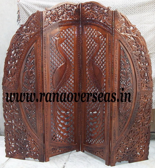 Polishing Wooden Carved Room Divider Partition Screen