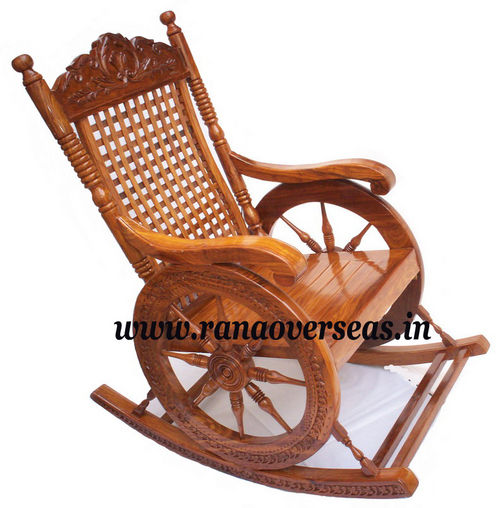 Machine Made Wooden Carved Rocking Chair