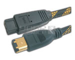FIREWIRE IEEE 1394B 9 pin to 6 pin cord gold plated with nylon mesh - 7.5 Meters