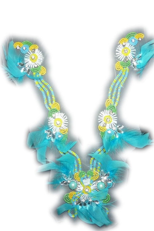 hand made embroidered neckline