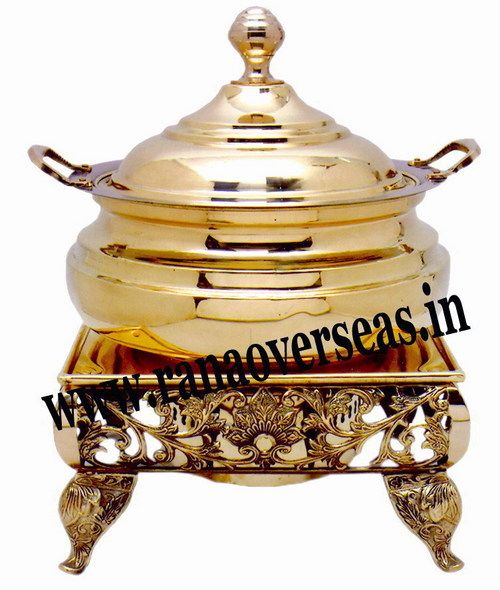 BRASS METAL SQUARE BASE CHAFING DISH