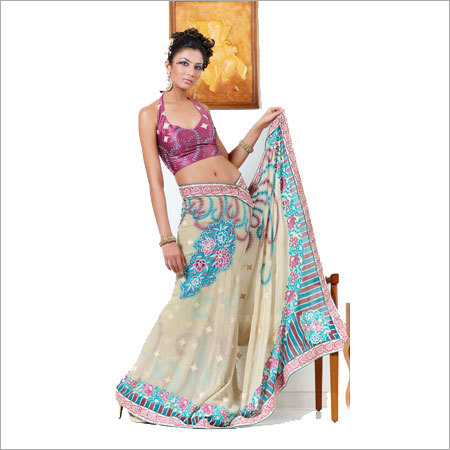 Saree - Silk, 5.5 Meters, Beige | Elegant Printed Design, Soft Fabric, Comfortable Fit