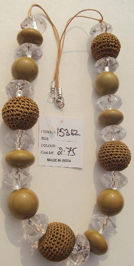 Brown White Beaded Necklace