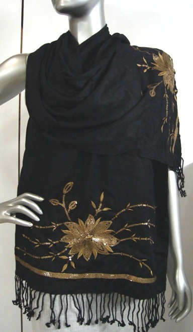 Scarves with embroidery and sequins work