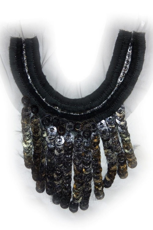 hand made embroidered neckline