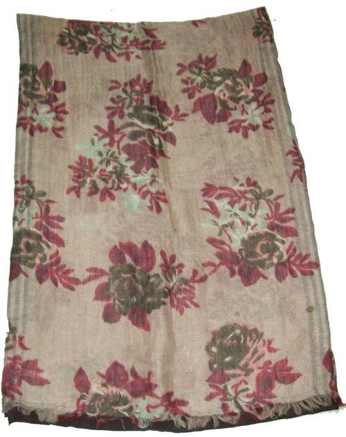 Cream & Red Printed Ladies Shawls