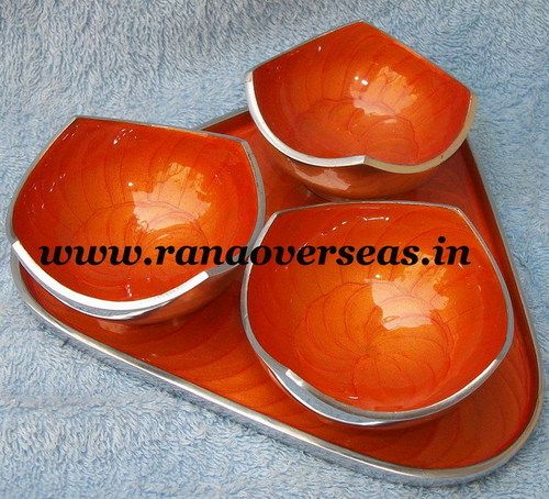 Aluminium Metal Dry Fruit Bowls with Tray