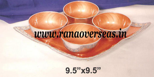 Aluminium Metal Dry Fruit Bowls with Tray