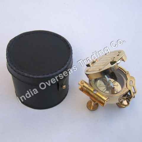 NAUTICAL BRUNTON STAND COMPASS WITH LEATHER CASE 