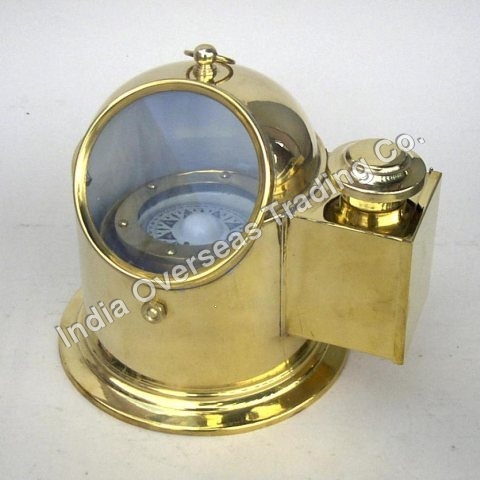 BRASS BINNACALE COMPASS WITH OIL LAMP