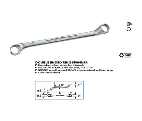 Gedore Double Ended Ring  Spanner Handle Material: Steel