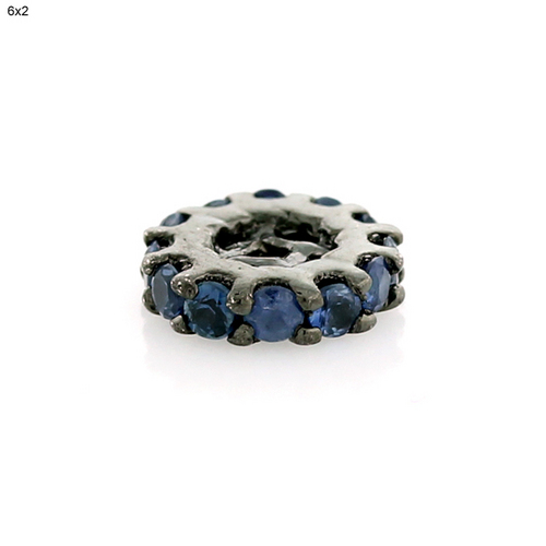 Blue Sapphire Jewelry - Sterling Silver, 6x2 mm, Polished Finish | Elegant Design, Pave Setting, Versatile Style