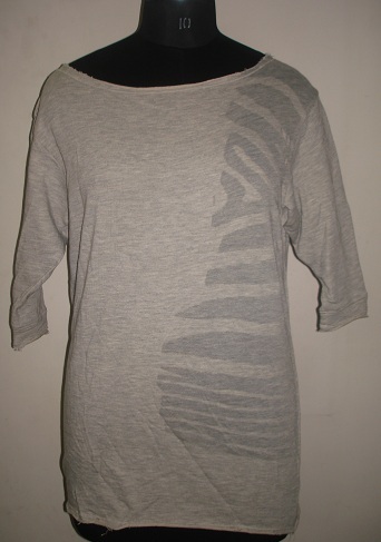 LADIES KNIT TOPS GREY MELANGE WITH BURNTOUT DESIGN