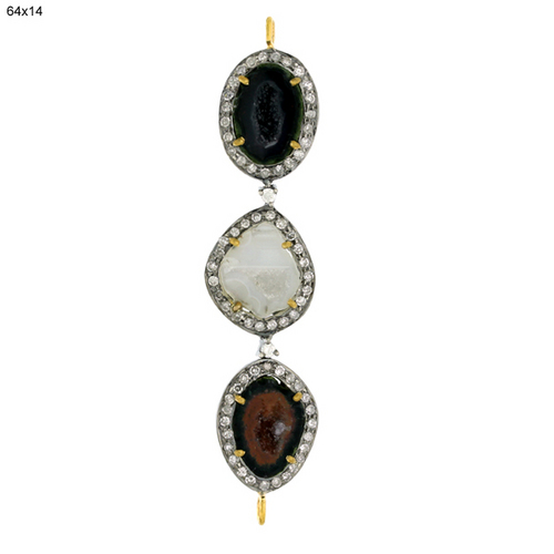 18k Gold Geode Connector - 18k Gold, 6.67g Gross Weight, Diamonds 0.86cts, Gemstones 9.5cts | Elegant Style, Luxury Design, Versatile Jewelry Use