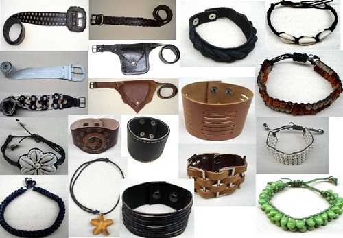LEATHER BELTS NECKLACE AND BRACELETS