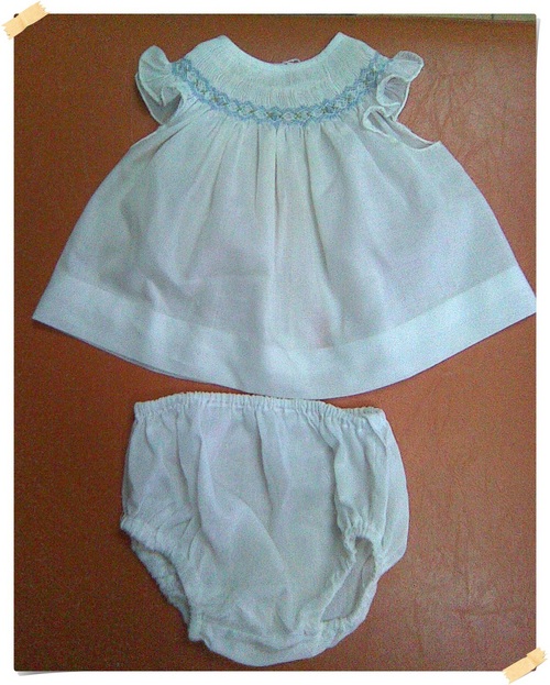 INFANT COTTON DRESS WITH SMOCKING AND EMBROIDERY