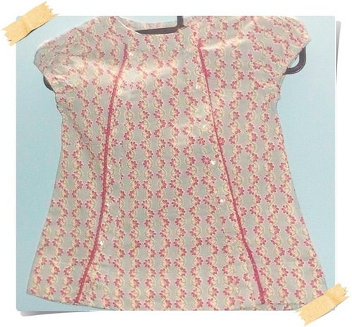 Kids/Girls Dress with Print in cotton and lace