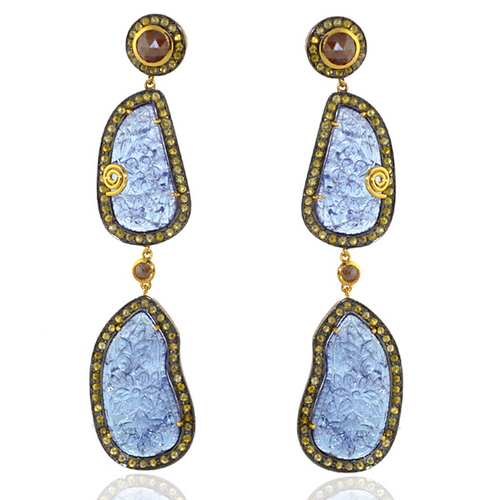 14k Gold Carving Earrings