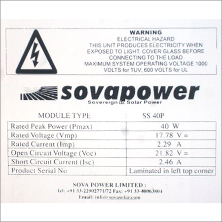 Solar Power Module 37WP 12 Volts