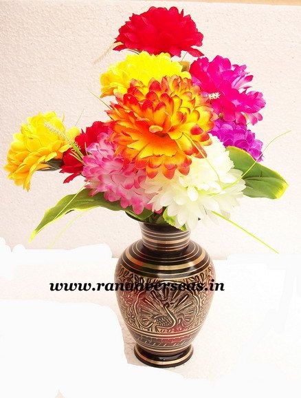 Brass Metal Flower Vase in Nakkashi Work