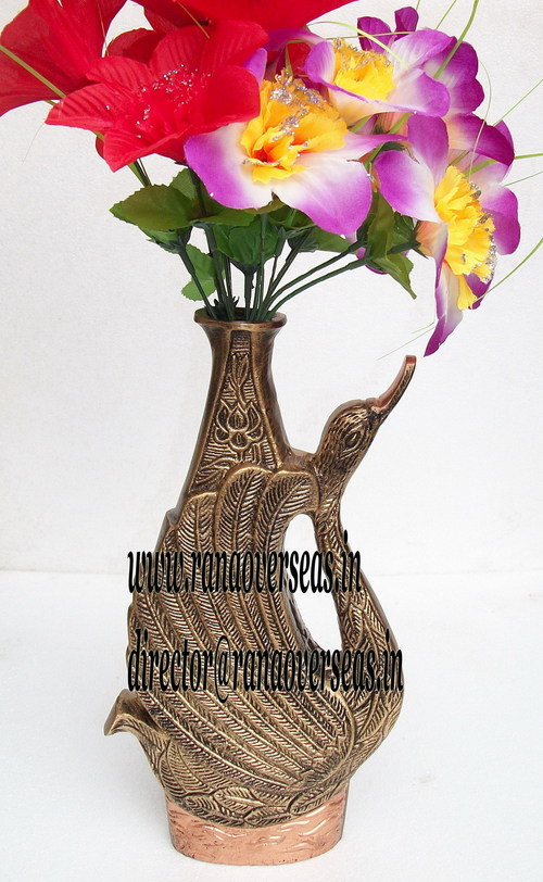 Peacock Design Metal Flower Vase in 12 inches