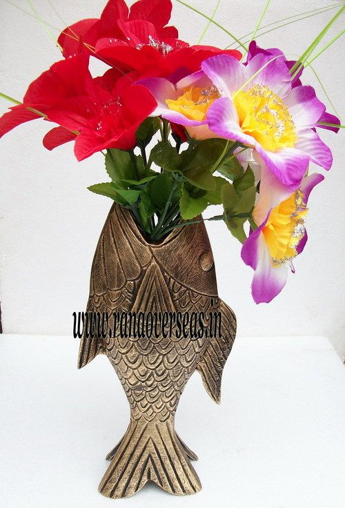 Aluminium Metal Flower Vase in Fish Style in 11 inches