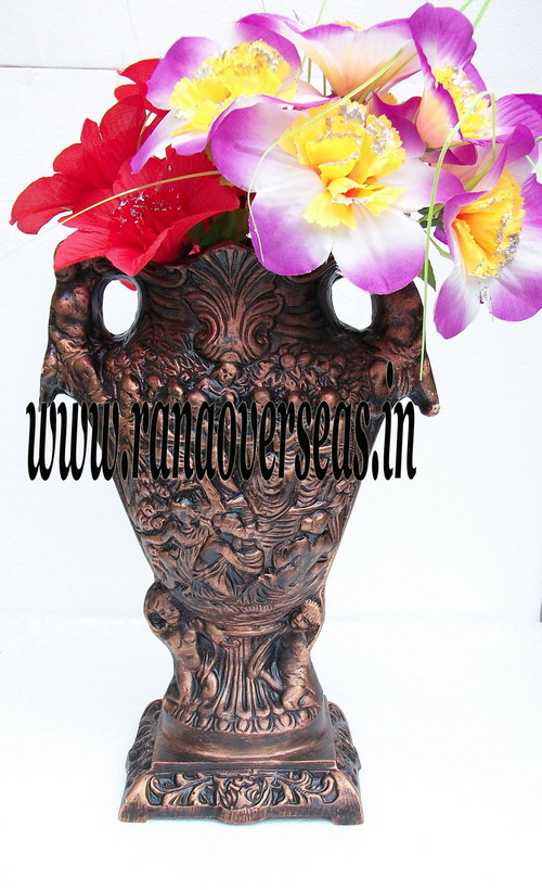 Engraved Aluminium Metal Flower Vase in 13 inches