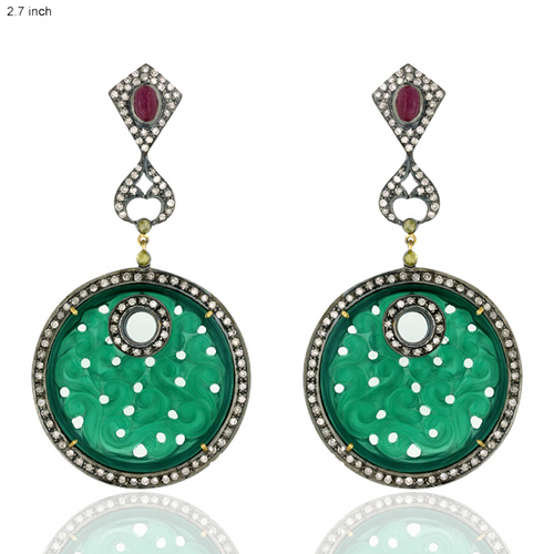 Ruby Gemstone Carving Earrings