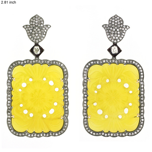 18k Yellow Gold Agate Earrings