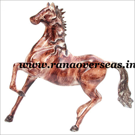 Golden Aluminium Running Style Metal Horse In 15 Inches