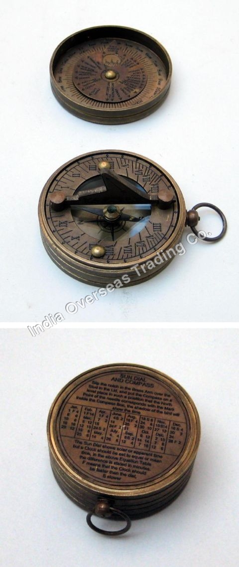 POCKET SUNDIAL COMPASS WITH LID 2"