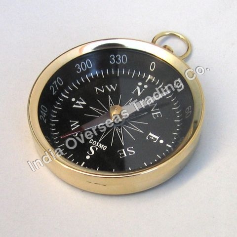 POCKET FLAT COMPASS 3" - Brass, 3 Inch, Black Dial, Metal Case | Magnetic Needle, Accurate Readings, Portable Size, Durable Design